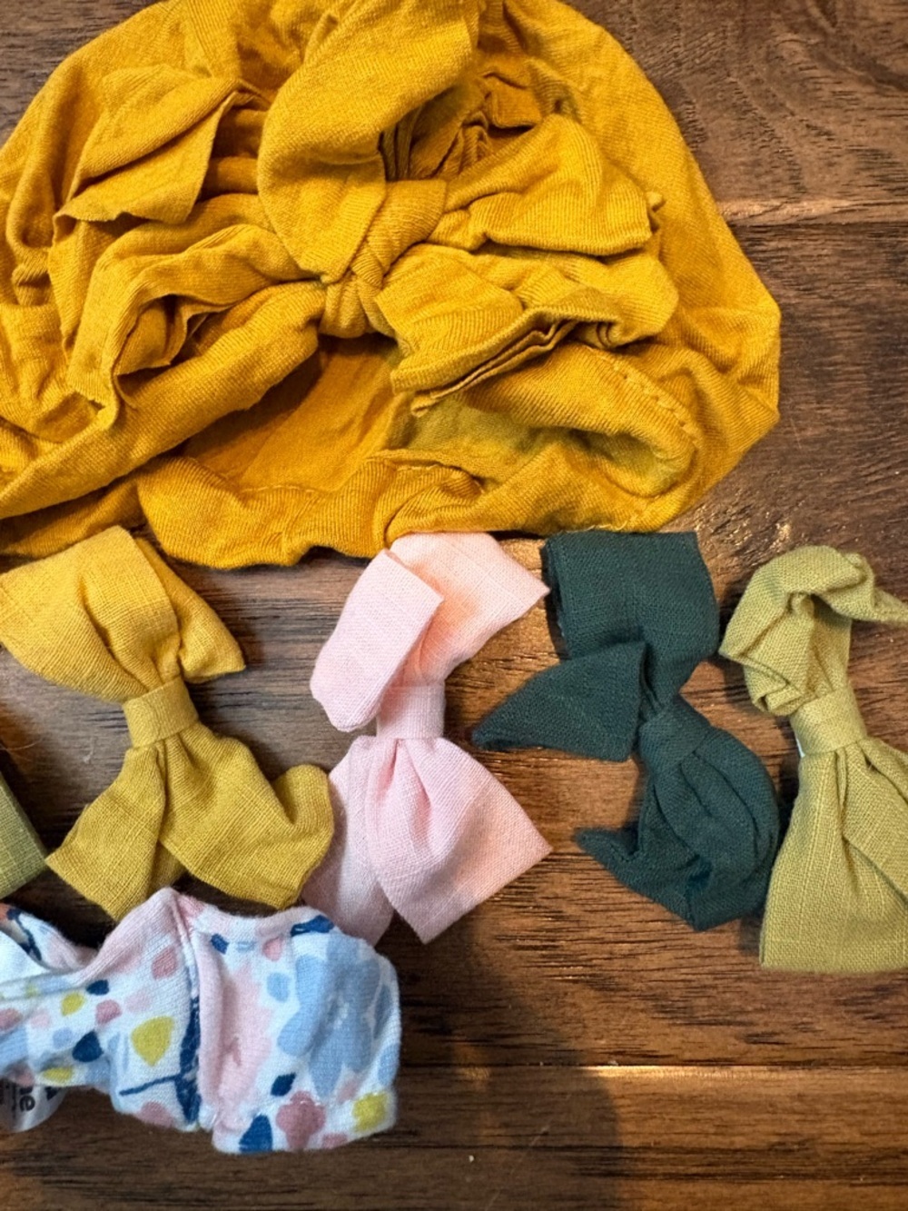 Assorted Kids Hair Bow & Headband Set in Mustard, Pink, Blue & Green - Picture 2 of 6